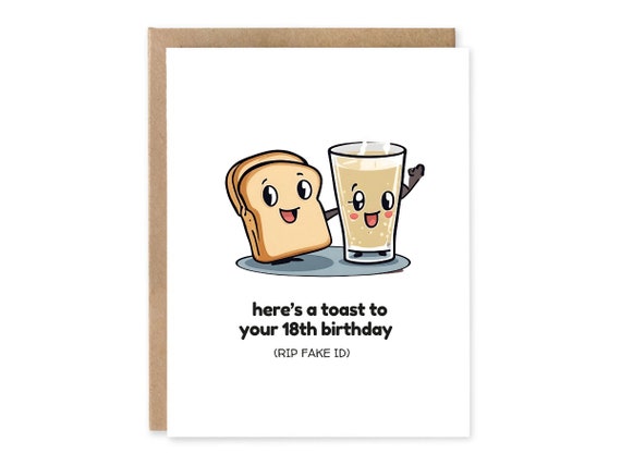 Legal Drinking Age, 18th  Birthday Card, Funny Birthday Card,Happy 18th Birthday Card, no more fake ID, A Toast to Your Birthday