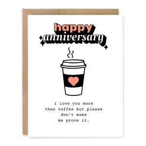 Carte de Saint-Valentin amusante pour lui | Je t'aime autant qu'un café, je t'aime, cartes drôles et calembours, carte Saint-Valentin