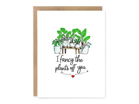 Hand-drawn Cute "I fancy the plants off you" Greeting Card, Thank You Card, Appreciation Card, Best Friend, Anniversary, Gift for her,