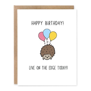 Carte d'anniversaire Porc-épic vivant avec un animal, Blague d'amour en blanc, Cartes de voeux drôles, Jeux de mots