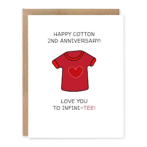 Carte d'anniversaire en coton, carte de 2e anniversaire, cadeau d'anniversaire de 2 ans pour mari, lui, femme, elle, drôle. Carte Anniversaire