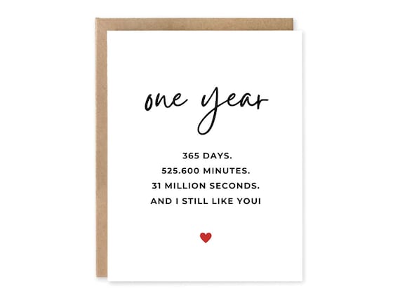 One Year Anniversary Countdown Card - 1st Anniversary Card - Wedding Anniversary Card - Personalised Card