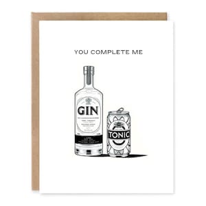 You complete me Gin and Tonic KAARTYou are the gin to my tonic | Grappige valentijnskaart, woordspelingkaart, Ierse kaart, kaarten voor hem, kaart voor haar,