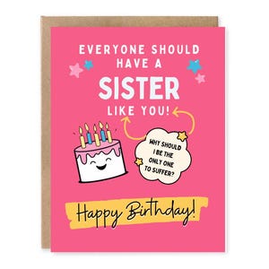 Carte d'anniversaire pour soeur, jolie carte d'anniversaire pour soeur, carte de voeux de soeur, de frère,