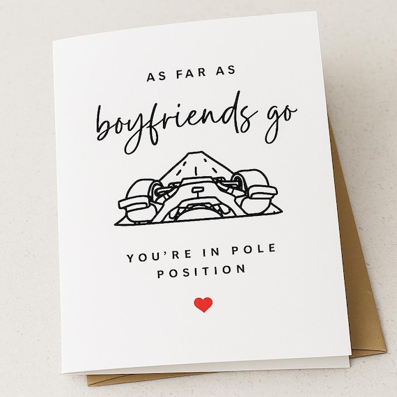 F1 Racing Car Happy Birthday Card For Boyfriend