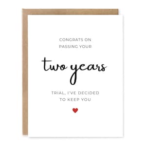 Biglietto per il 2° anniversario, biglietto per il 2° anniversario, biglietto per gli anni in meno, regalo per il 2° anniversario per marito, lui, moglie, lei, divertente. Carta Anniversario