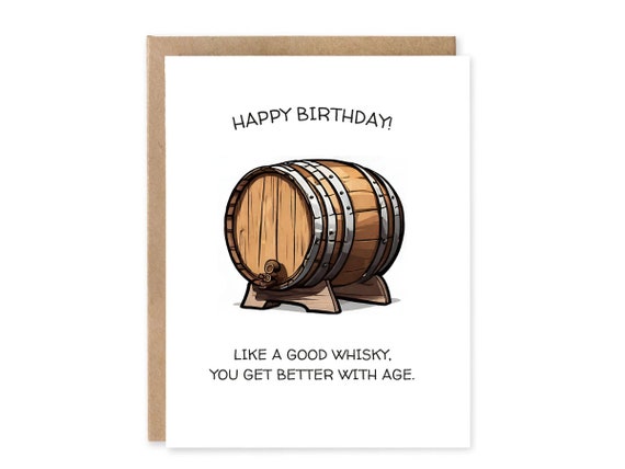 Birthday Cards for Men – Funny Dad Birthday Cards – Whiskey Old Man Birthday Card – Grandad Birthday Cards – Bourbon Husband Birthday Card