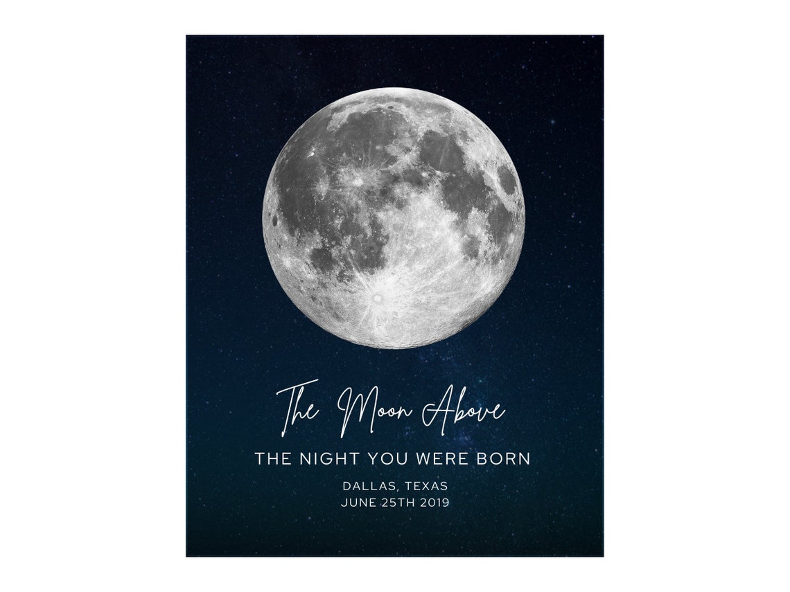 The Day You Were Born Moon Phase Print, Personalized Moon Print Birthday Gift for Her Friend