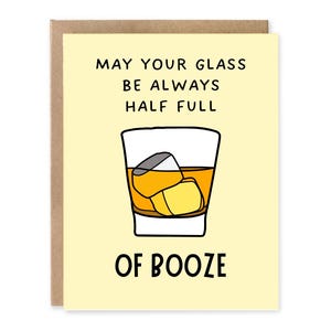 Carte d'anniversaire drôle en verre à moitié plein, cartes d'anniversaire drôles, carte d'anniversaire whisky, carte d'anniversaire grand-père mari Bourbon