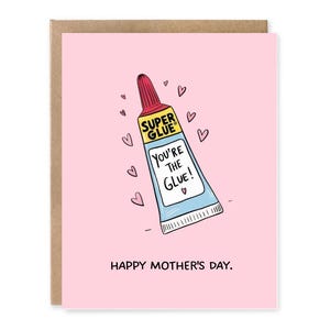 Carte de maman drôle, Vous êtes la colle, carte de fête des mères, cadeau pour maman, carte d'anniversaire de maman, carte pour femme, carte pour enfants