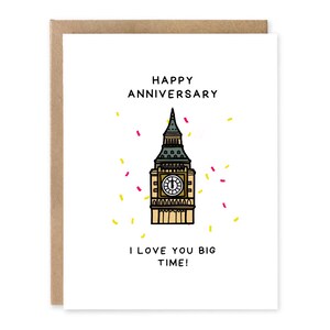 Jolie carte d'amour pour petit ami, petite amie, mari ou femme. Carte postale Big Ben, je t'aime beaucoup