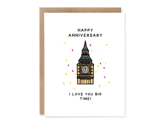 Cute pun love card for boyfriend, girlfriend, husband, or wife. Love you big time, Big Ben Postcard