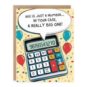 Carte d'anniversaire amusante, l'âge n'est qu'un nombre, dans votre cas, un très grand, jolie carte pour lui, carte de grand-parent, carte pour femme, pour mari,