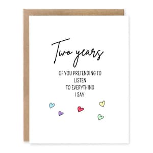 Carte d'anniversaire amusante de 2 ans, 2 ans de mariage, 2e carte d'anniversaire de mariage