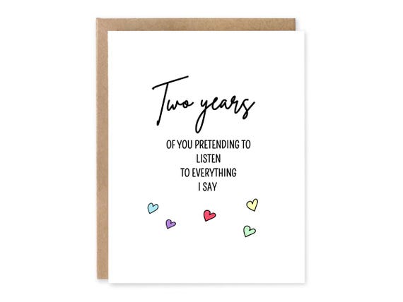 Funny 2 Year Anniversary Card, 2 Years marriage, 2nd Wedding Anniversary Card