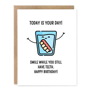 Carte d'anniversaire de dentiste, carte d'anniversaire dentaire imprimable, carte de dent drôle, anniversaire de petit garçon, humour de dent, dents