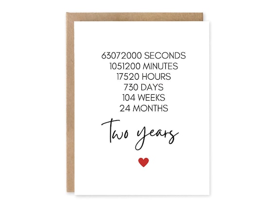Two Years Anniversary Countdown Card - 2nd Anniversary Card - Wedding Anniversary Card - Personalised Card