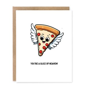 Funny A Slice of Heaven Pizza Lovers, jolie carte de remerciement, carte pizza, carte je t'aime, cartes drôles et calembours, carte de la Saint-Valentin