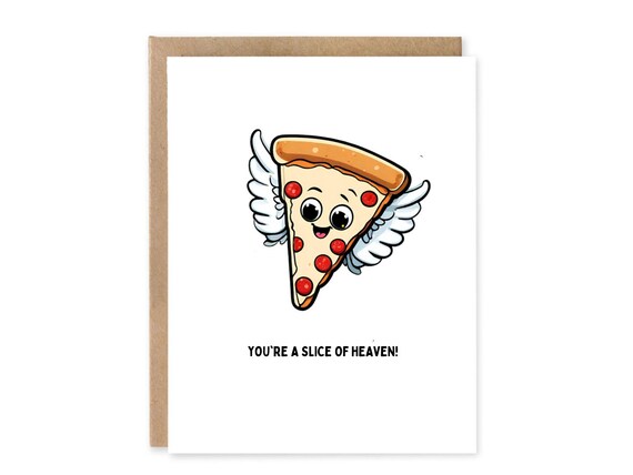 Funny A Slice of Heaven Pizza Lovers, Cute thank you card, Pizza Card, I Love You Card, Funny & Punny Cards, Valentine Card