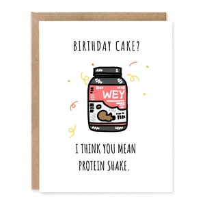 Carte d'anniversaire de shake protéiné pour amateur de sport, entraîneur personnel, frère de gym, carte d'anniversaire de petit garçon avec haltérophilie