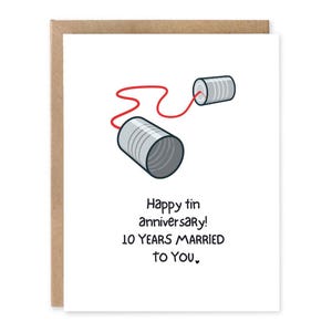 Carte d'anniversaire de 10 ans pour couple, pour amis | Carte drôle pour le 10e anniversaire | Mignonne, coquine, Anniversaire en étain, Carte pour lui, Carte pour elle