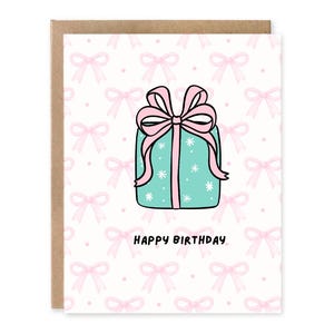 Carte d'anniversaire coquette avec noeud rose pour elle Jolies cartes petite amie minimales pour femme pour petite amie pour maman Carte Tendance Tiktok pour elle