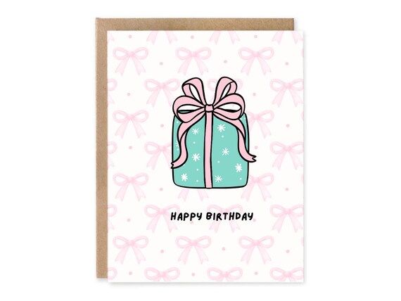 Pink Bow Coquette Birthday Card For Her Cute Minimal Girlfriend Cards For Wife For Girlfriend For Mom Card Tiktok Trending Card For Her