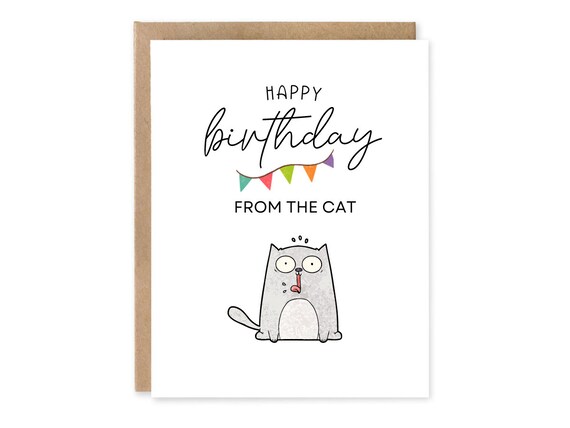 Happy Birthday Day From the Cat, Funny Birthday Day Card From the Cat, Cat Mom Cat Dad Dad Card, Gift For Cat Dad, Cat Parents