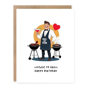 Carte d'anniversaire drôle de jeu de mots pour barbecue pour papa, joyeux anniversaire licence pour griller, carte d'anniversaire barbecue pour mari ou petit ami
