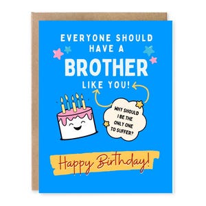 Carte d'anniversaire pour frère, jolie carte d'anniversaire pour frère, carte de voeux de soeur, de frère,