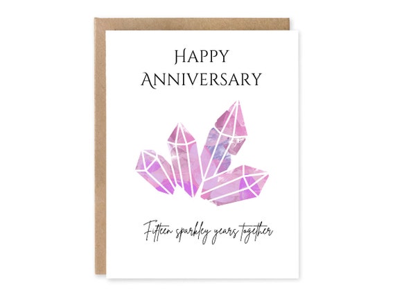 Fifteen Year Wedding Anniversary Card | Happy Anniversary Card | Crystal | 15 Years