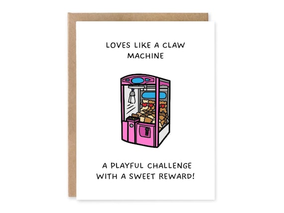 Cute Claw Machine Love Card | You're My Luck Card | Funny Anniversary Card | Happy Valentine's Day | Birthday Card for him | Love Card