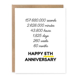 Vijf jaar jubileum Countdown Card - 5e verjaardagskaart - Huwelijksverjaardagskaart - Gepersonaliseerde kaart
