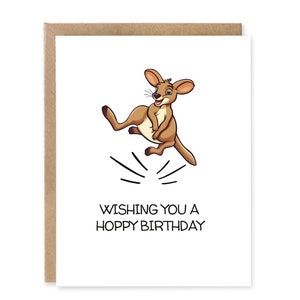 Carte en vous souhaitant un joyeux anniversaire avec un kangourou