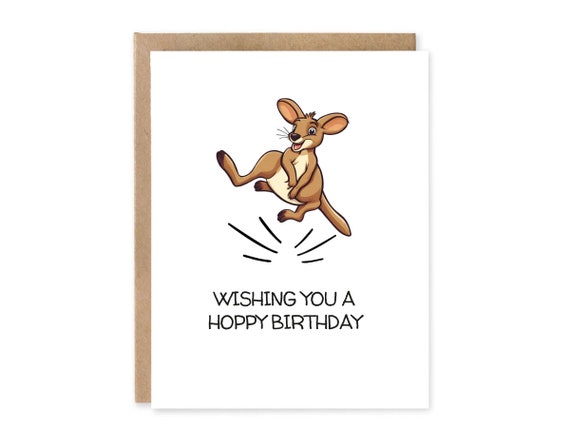 Wishing you a Hoppy Birthday / Happy Birthday with Kangaroo Wishing You a Hoppy Birthday card