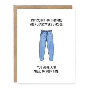Cartão Mom Jeans para o Dia das Mães | Aniversário do Dia das Mães Hilário | Cartões de Aniversário Engraçados | Presente de Aniversário para a Mãe