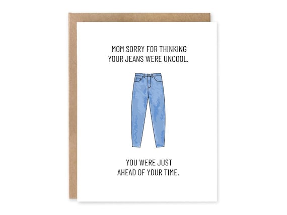 Mom Jeans Mother's Day Card | Mothers Day Birthday Hilarious | Funny Birthday Cards | Mom Birthday Gift
