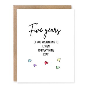 Carte drôle de 5e anniversaire, 5 ans de mariage, carte de 5e anniversaire de mariage