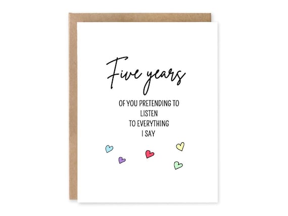 Funny 5th Anniversary Card, 5 Years marriage, 5th Wedding Anniversary Card
