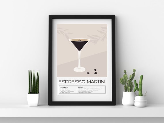 Espresso Martini cocktail recipe print. Martini cocktail. Cocktail lover. Cocktail lover gift. Cocktail wall art. 3 Sizes Available