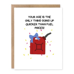 Cartão de aniversário engraçado com preços de combustível, cartão de aniversário meme, preços de gasolina, cartões engraçados para ele, para ela, preços de diesel, cartão para irmã, irmão