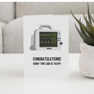 Lustige Grußkarte Tachykardie Grußkarte | EKG-Kurven-Lustige Karte ...