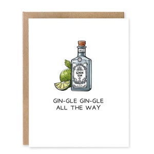 Carte de Noël drôle d'alcool / Gin-gle Gin-gle tout le chemin / Carte de voeux de Noël / Carte de Noël