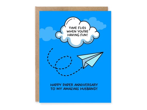 Husband 1st Wedding Anniversary Card, Paper Anniversary, 1st Wedding Anniversary, Card From Wife, Funny Anniversary Card