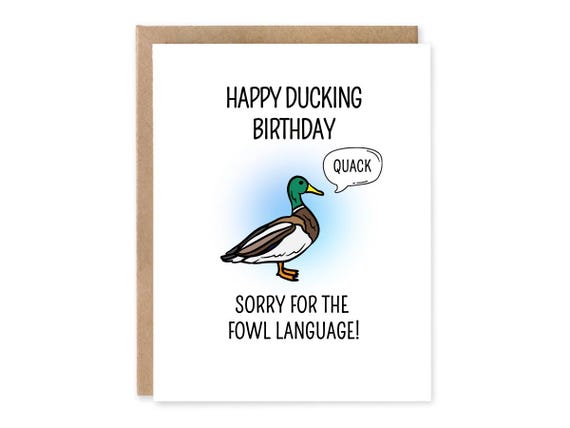Happy Ducking Birthday, Funny Duck Card, Hunter Card, Funny Birthday Card, Punny Birthday Cards, Cards for Him, Cards for Dad,