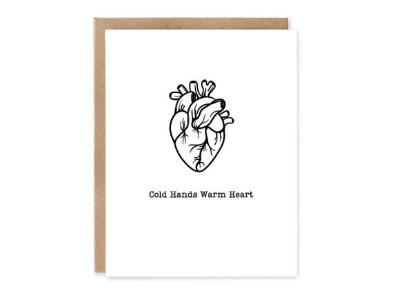 Cold Hands, Warm Heart Greeting Card, Science Greeting Card, Funny Cardiac Medical Pun, Medical Student Doctor Gift, Anatomy,