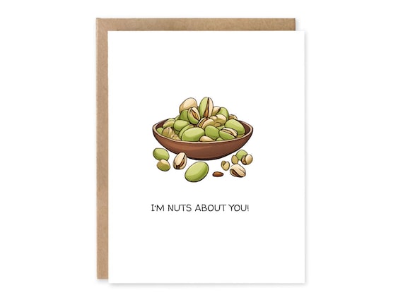 Nuts About You Card, Cute Anniversary Card, Nuts About You, Nuts Pun Card, Cheesy Valentines, Funny Card Boyfriend, Card For Girlfriend
