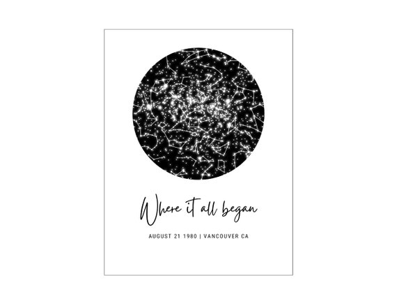 Under these Stars Personalized Anniversary Gift |  Star Map Print | 10 Year Anniversary | 5th Anniversary Gift | Love Gift For Couple