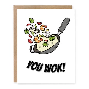 Vous avez WOK ! - Carte de voeux de remerciement, carte de correspondance, valentine drôle, carte de remerciement, blague à papa, carte d'amour, wok, nourriture chinoise, vous êtes rock