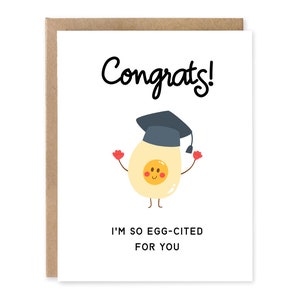 Carte de remise des diplômes amusante pour elle, jolie carte de remise des diplômes pour fille, nièce, neveu, je suis tellement excité (cité par des œufs pour vous) pour vous - jeu de mots